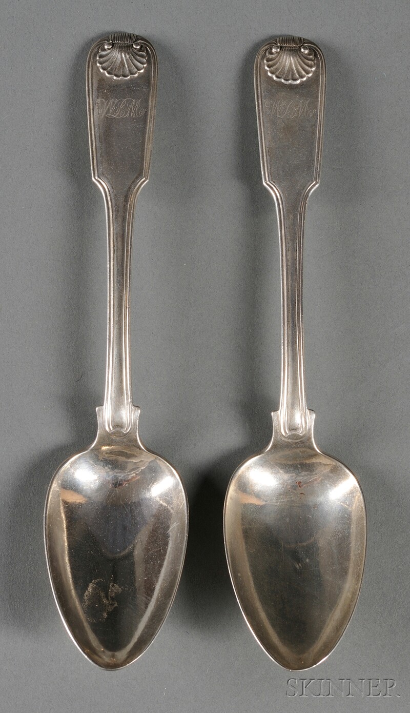 Appraisal: Pair Chinese Export Silver Serving Spoons Khecheong Canton c -