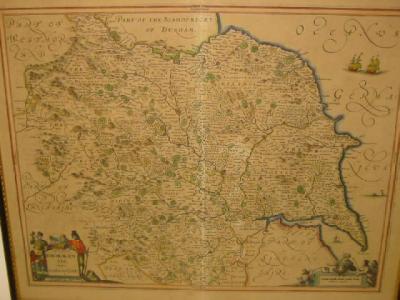 Appraisal: JOHANNES JANSON Dutch - Yorkshire handcoloured engraved map with figural