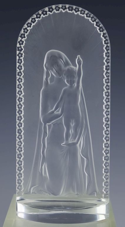 Appraisal: Lalique French Crystal Jesus Mary Relief Plaque Lalique French art