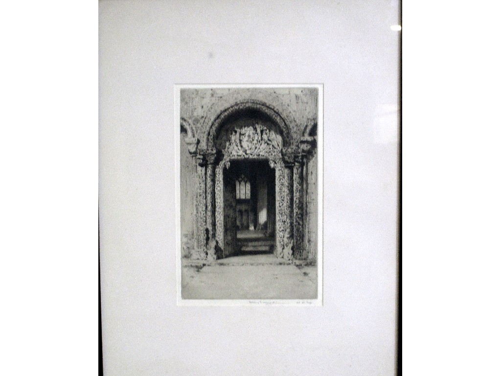 Appraisal: ALBANY E HOWARTH Etching 'Prines Doorway Ely' signed in pencil