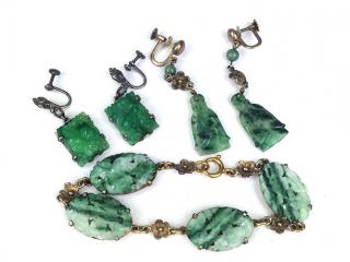 Appraisal: lot of assorted ca Chinese spinach jade jewelry incl pair