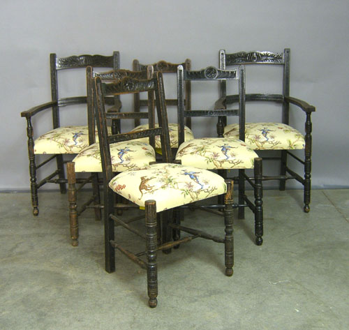 Appraisal: Assorted set of six French oak dining chairs th c