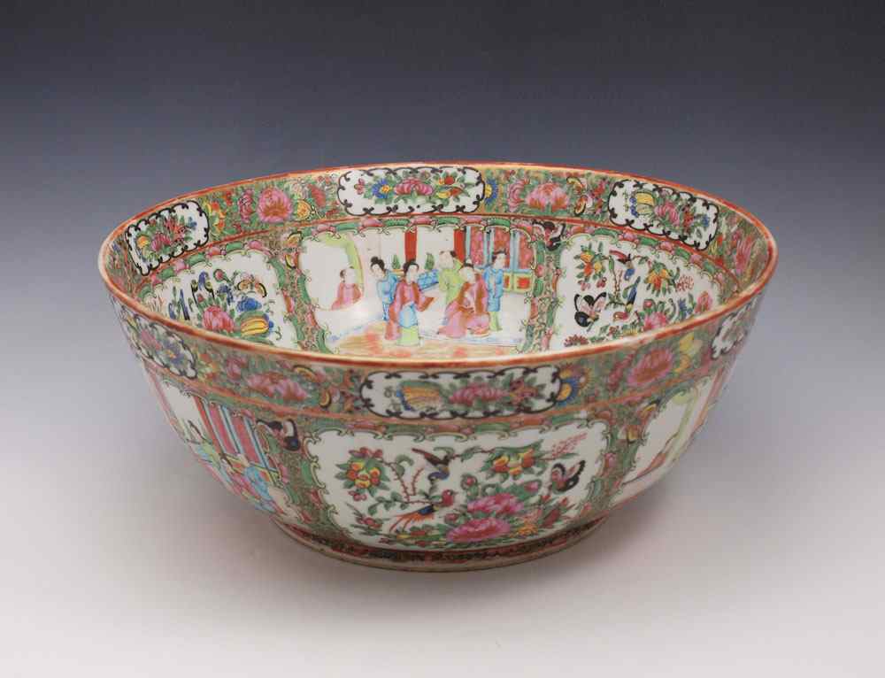 Appraisal: CHINESE ROSE MEDALLION PUNCH BOWL Approx '' dia '' tall