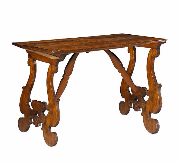 Appraisal: An Italian Baroque marquetry and walnut library table top th