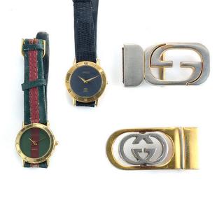 Appraisal: Gucci Wristwatches Gucci Belt Buckles Two Gucci Wristwatches And Two