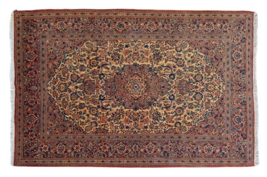 Appraisal: Hand-tied Persian Kashan rug approx ' l ' w