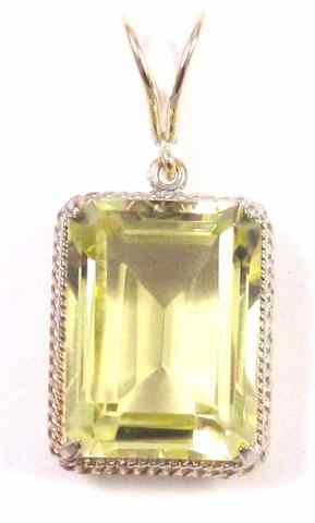 Appraisal: LEMON CITRINE AND YELLOW GOLD PENDANT k gold set with