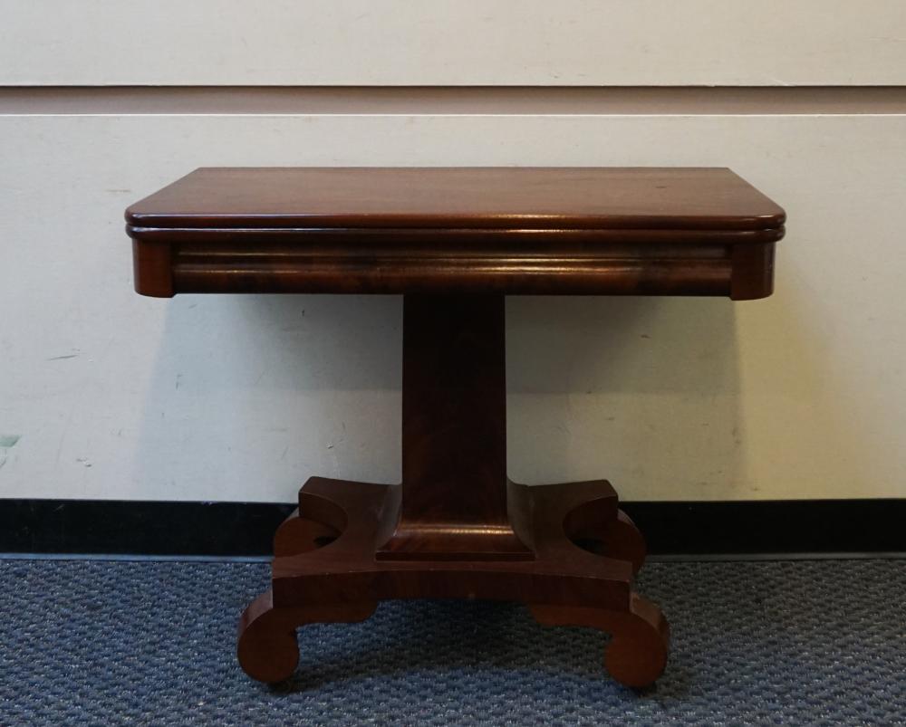 Appraisal: CLASSICAL STYLE MAHOGANY FOLD-TOP CONSOLE TABLE WHEN CLOSED X X