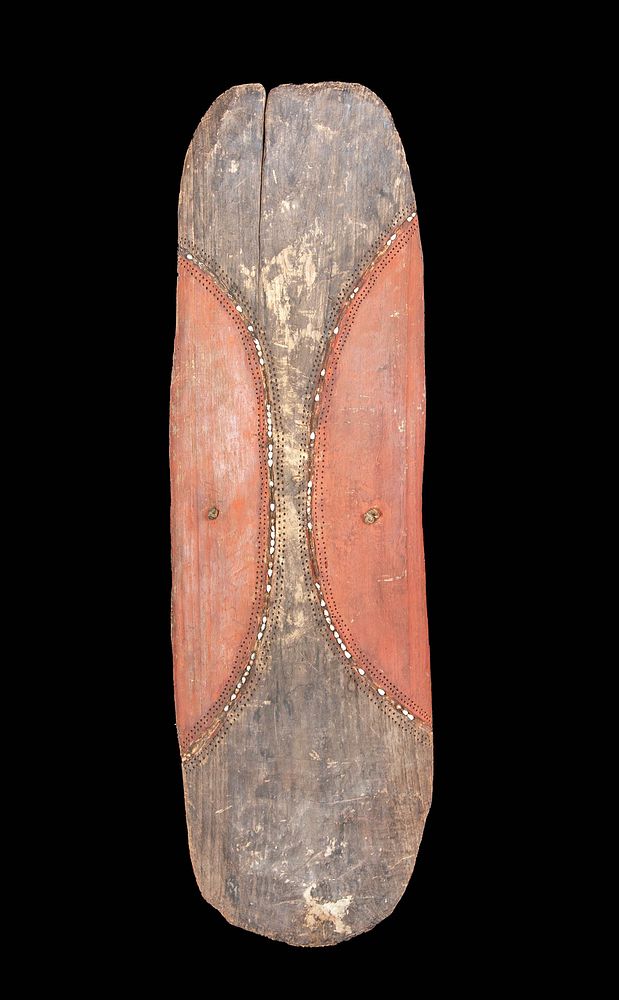 Appraisal: Vintage Papua New Guinea Wood Shield w Cowrie Shells Oceania