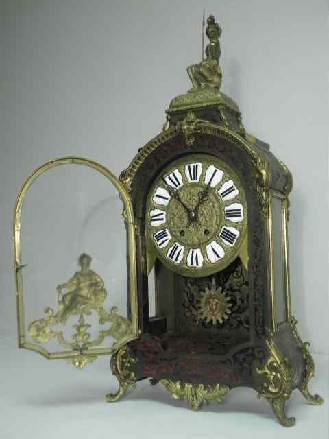 Appraisal: French Boulle style inlaid mantle clock with bronze dore' mounts