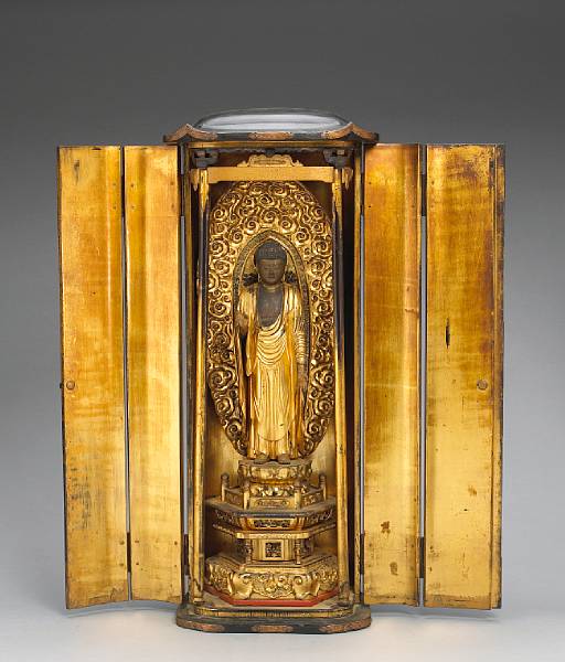 Appraisal: A black and gilt lacquered zushi with Amida Nyorai Mid-Edo