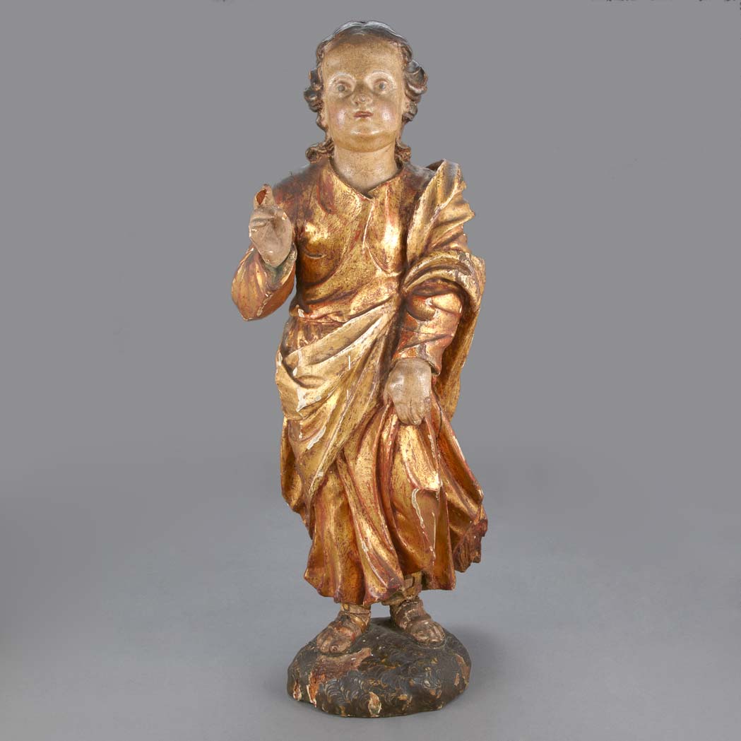 Appraisal: Continental Baroque Painted and Parcel Gilt Figure of a Saint