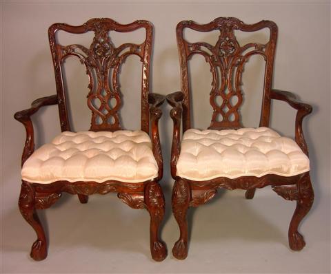 Appraisal: PAIR OF MAITLAND SMITH CHIPPENDALE STYLE ARMCHAIRS h w d