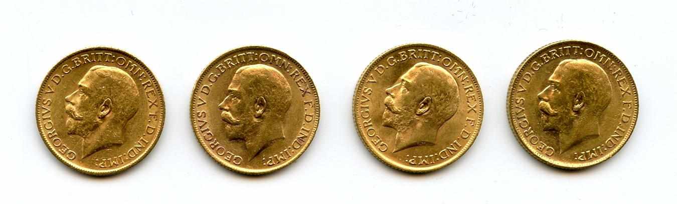 Appraisal: Great Britain George V Sovereigns KM- All are lightly circulated