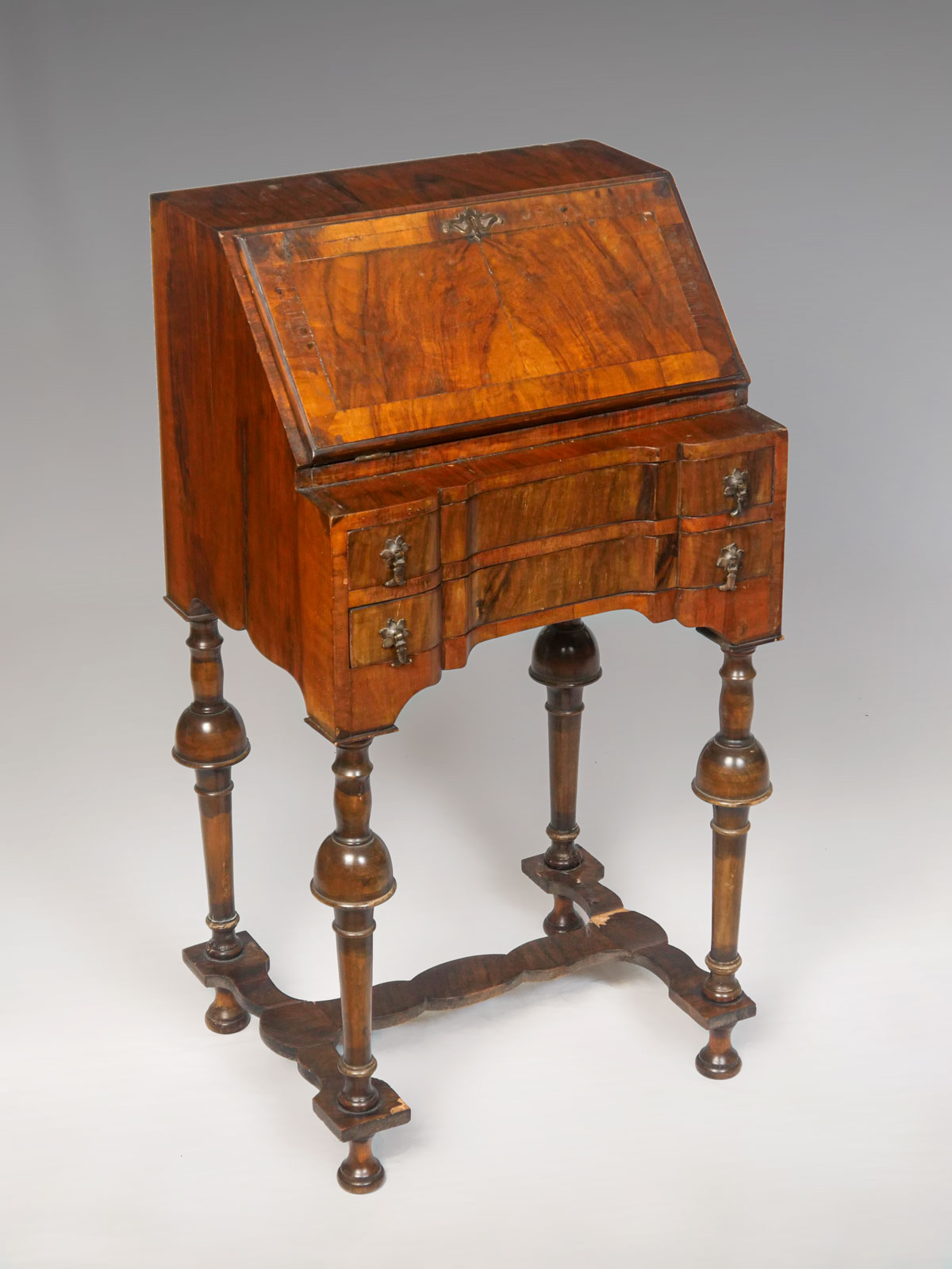 Appraisal: DIMINUTIVE ROSEWOOD LADIES WRITING DESK Rosewood veneer all over slant