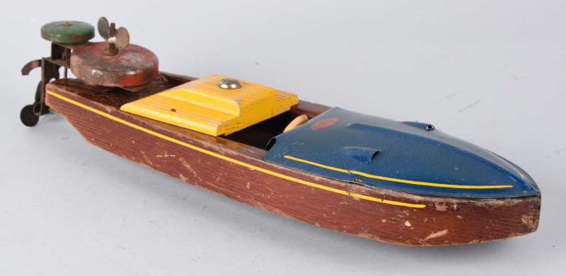 Appraisal: Liberty Wind-Up Speed Boat Toy Wood body with tin litho