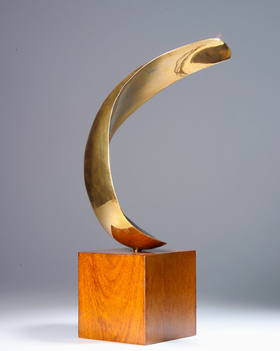 Appraisal: Peerless Attr Kinetic abstract sculpture brass-finished metal mounted on wood