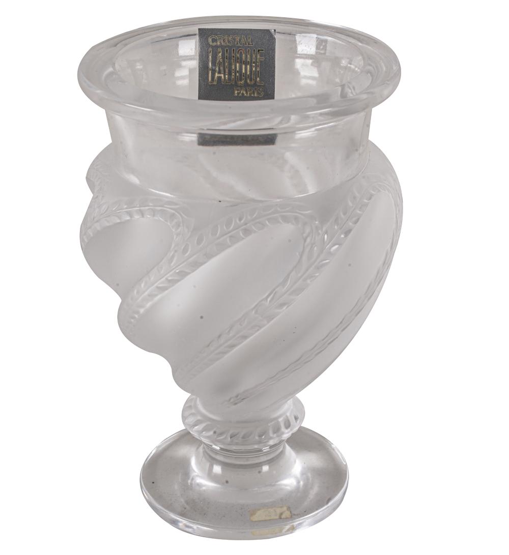 Appraisal: LALIQUE FROSTED CLEAR GLASS URNsigned Lalique France and with paper