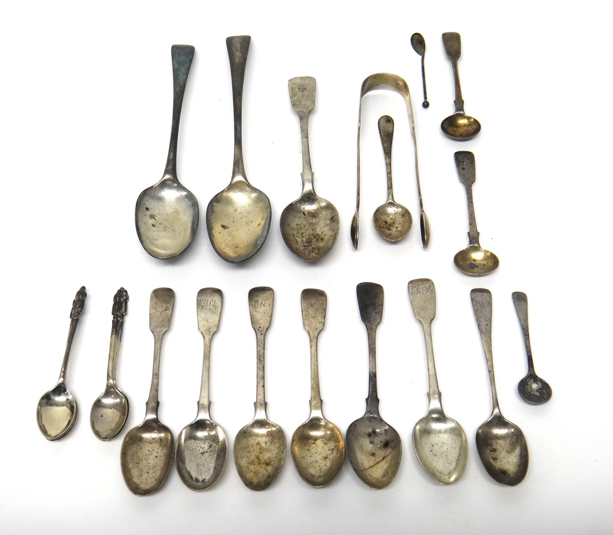 Appraisal: Silver flatware comprising a pair of fiddle and thread pattern