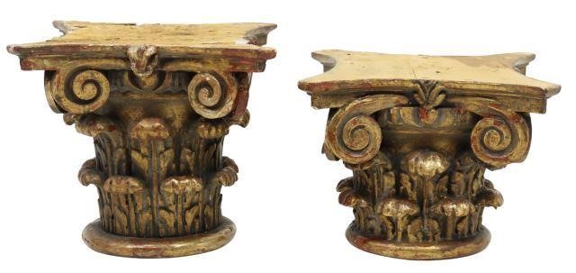 Appraisal: lot of Architectural Italian parcel gilt Corinthian capitals th c