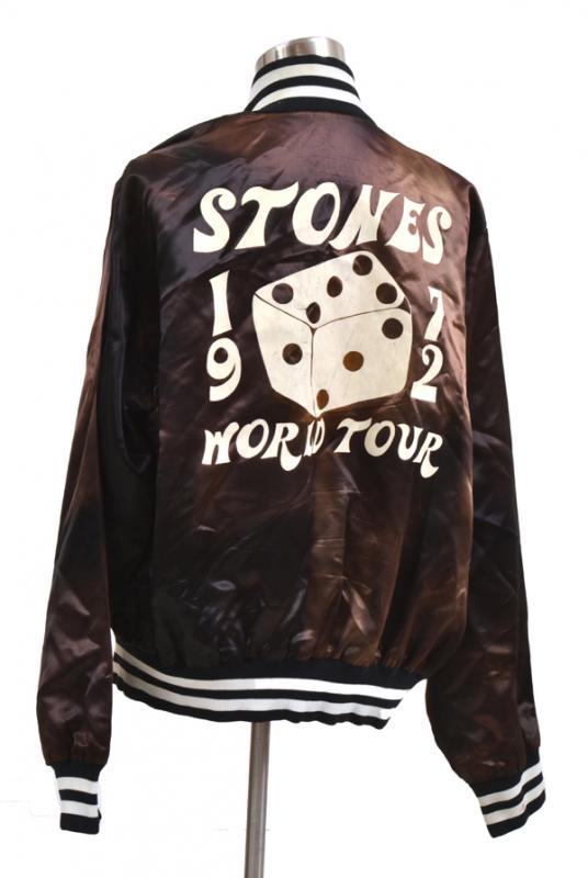 Appraisal: A ROLLING STONES TOUR JACKET black satin with white lettering