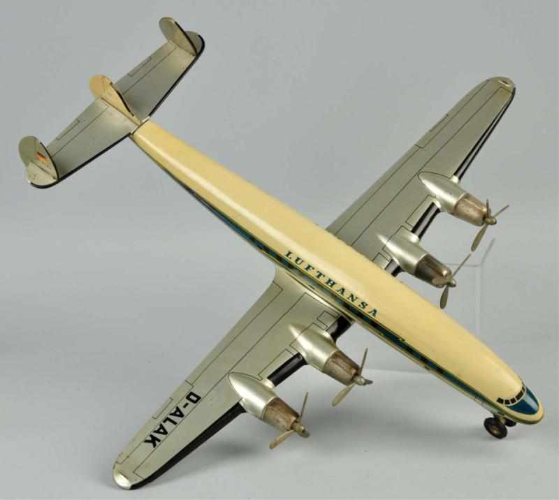 Appraisal: Tin Litho Arnold Lufthansa Airplane Friction Toy Description German Post-war