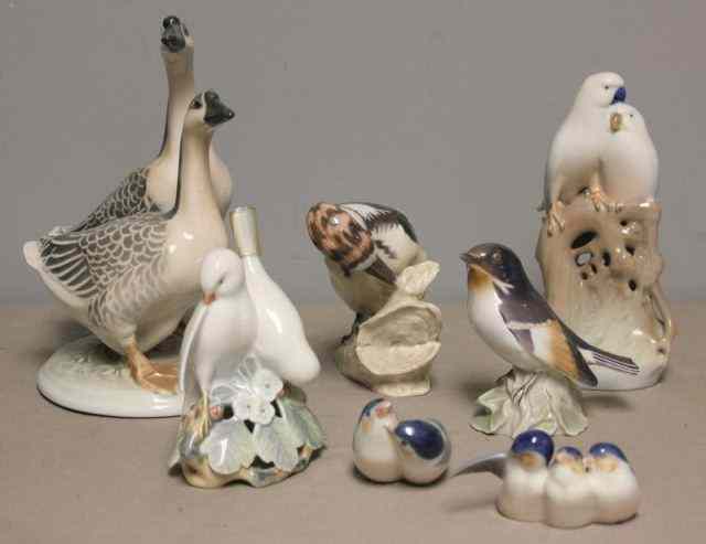 Appraisal: Lot of Assorted Porcelain Figures Incl CopenhagenGeese doves B G