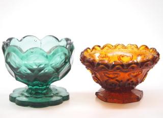 Appraisal: Pressed lacy glass salt dishes two Two early-mid th century