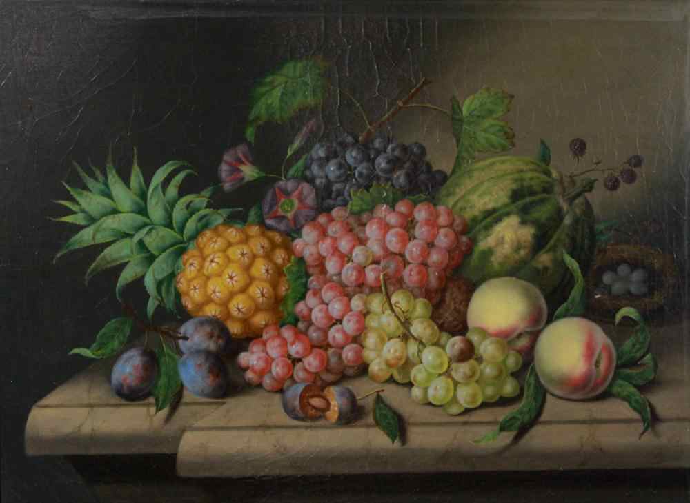 Appraisal: AMERICAN SCHOOL TH CENTURY STILL LIFE OF FRUIT Oil on