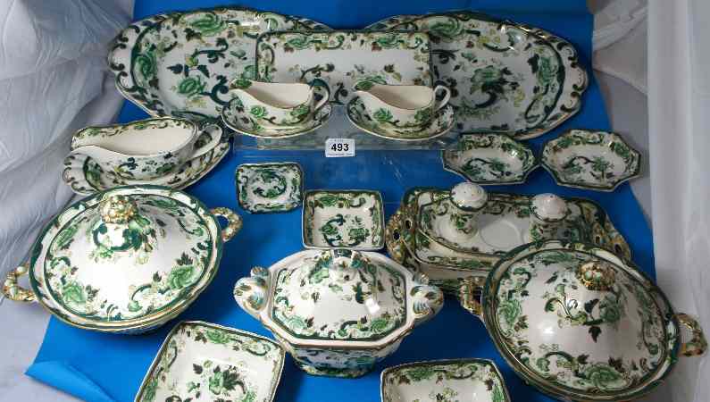 Appraisal: Masons Chartreuse Dinner Service comprising Sandwich Trays Serving Dishes etc