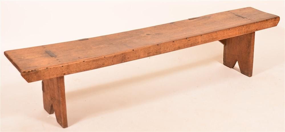 Appraisal: Pennsylvania Walnut Mortise Leg Bench Pennsylvania Walnut Mortise Leg Bench