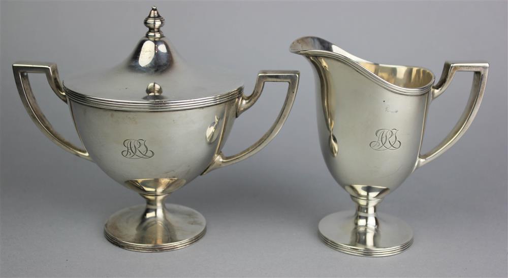 Appraisal: TIFFANY CO SILVER SUGAR BOWL AND CREAM JUG - impressed