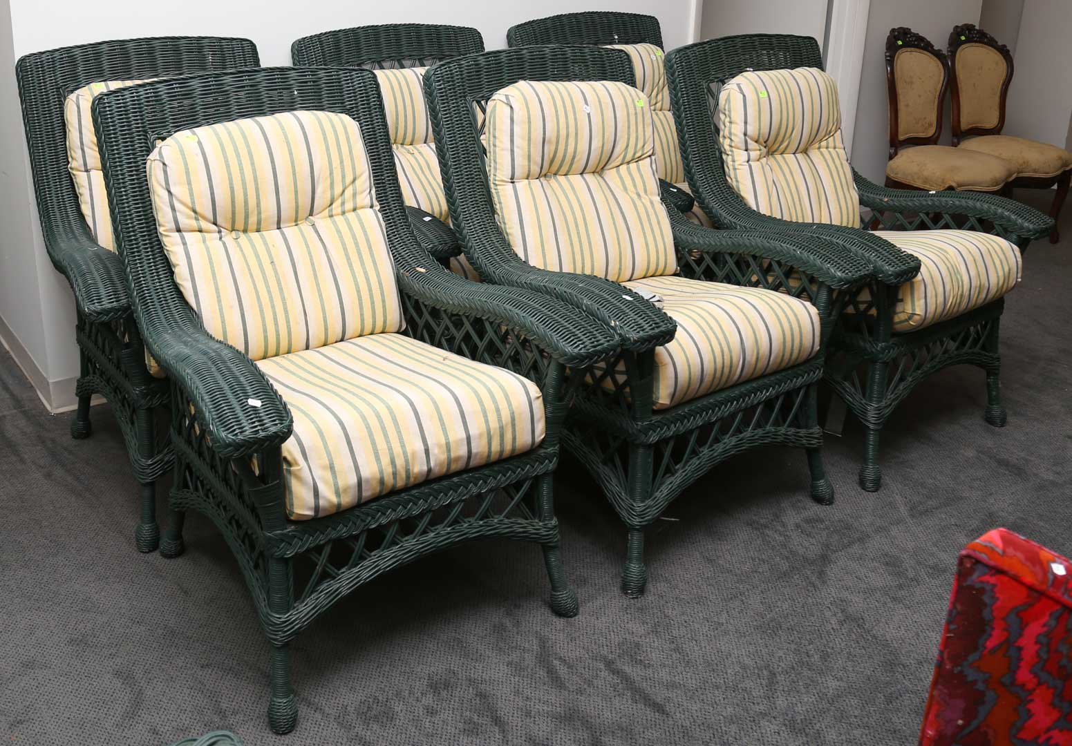 Appraisal: Six wicker patio armchairs