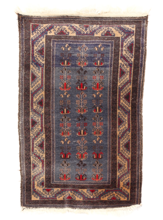 Appraisal: TURKISH RUG Late th century Shades of blue with tan