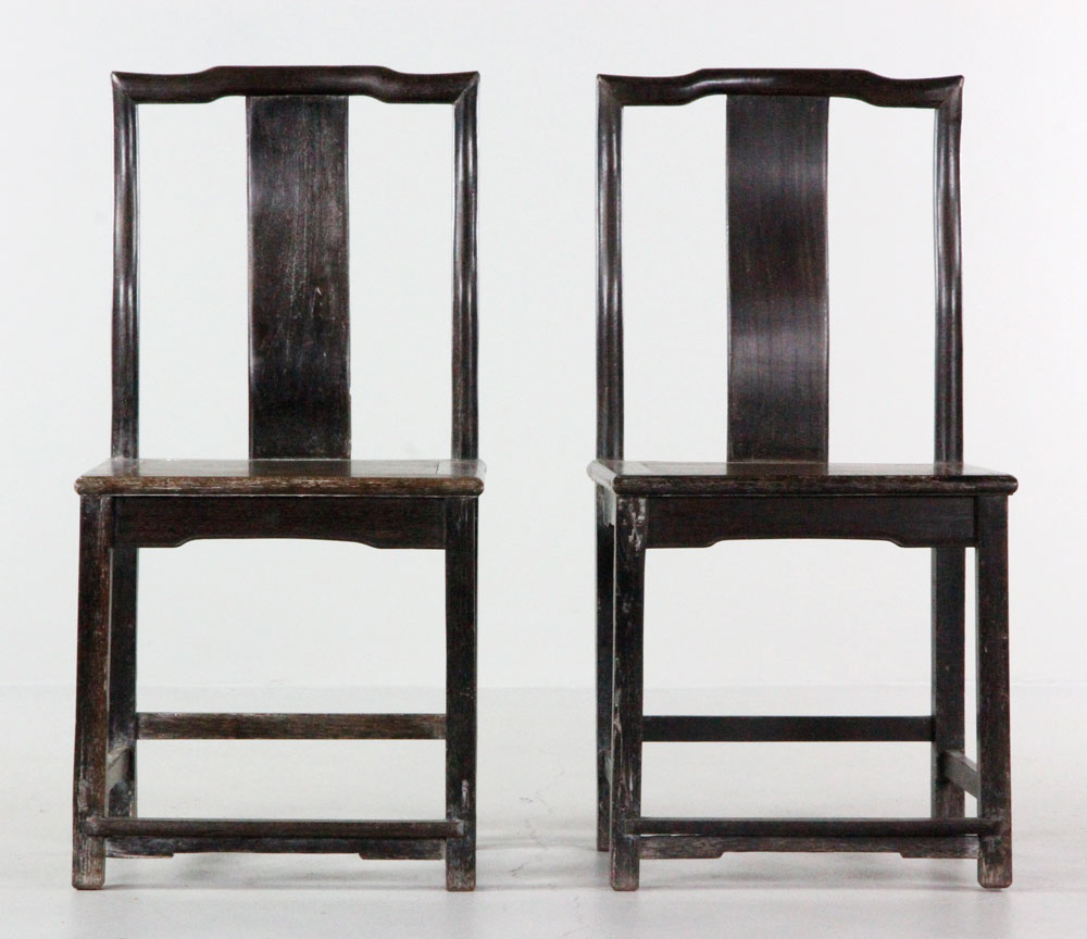 Appraisal: - th th C Pr Chinese Hardwood Chairs Pair of