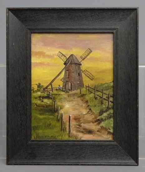 Appraisal: th painting oil on canvas windmill signed ''J A S