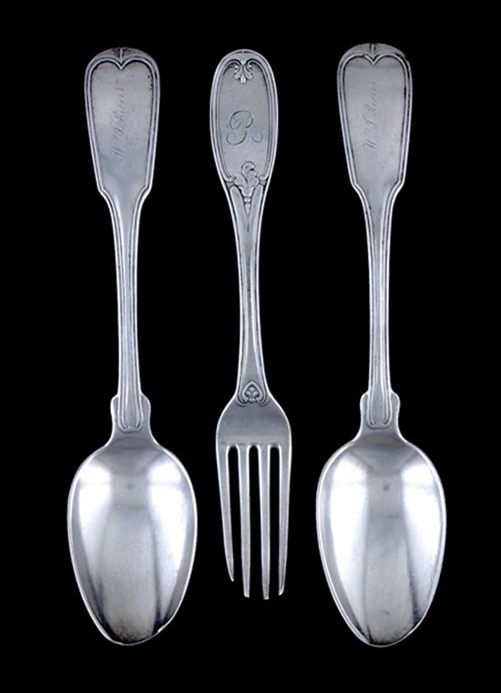 Appraisal: Southern coin silver fork and spoons Charleston SC circa -