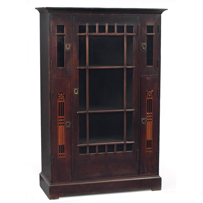 Appraisal: Shop of the Crafters bookcase inlaid form with central door