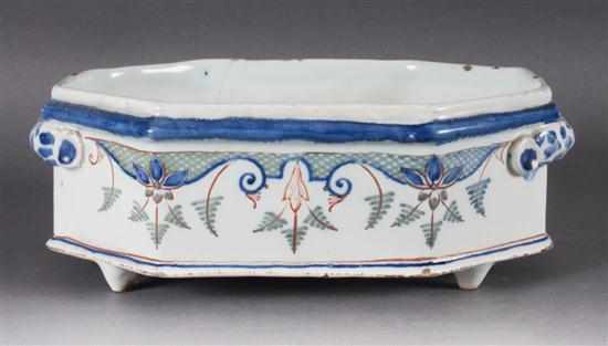 Appraisal: Delftware probably Bristol polychrome bulb planter fourth quarter- th century