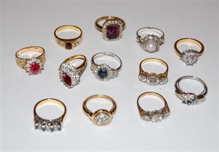 Appraisal: A large collection of gem set rings mostly set with