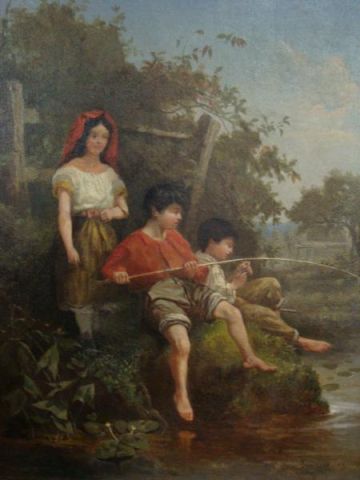 Appraisal: SOMMER Otto O C of Children Fishing Signed and dated