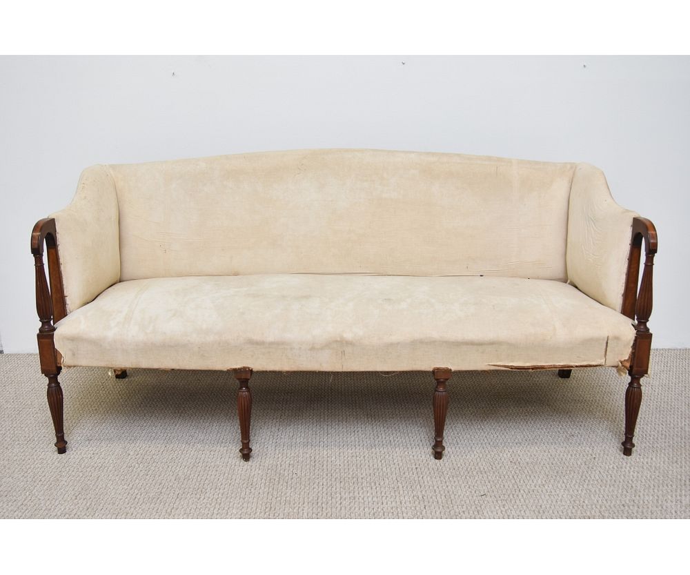 Appraisal: Boston Sheraton Mahogany Sofa Boston Sheraton mahogany sofa circa with