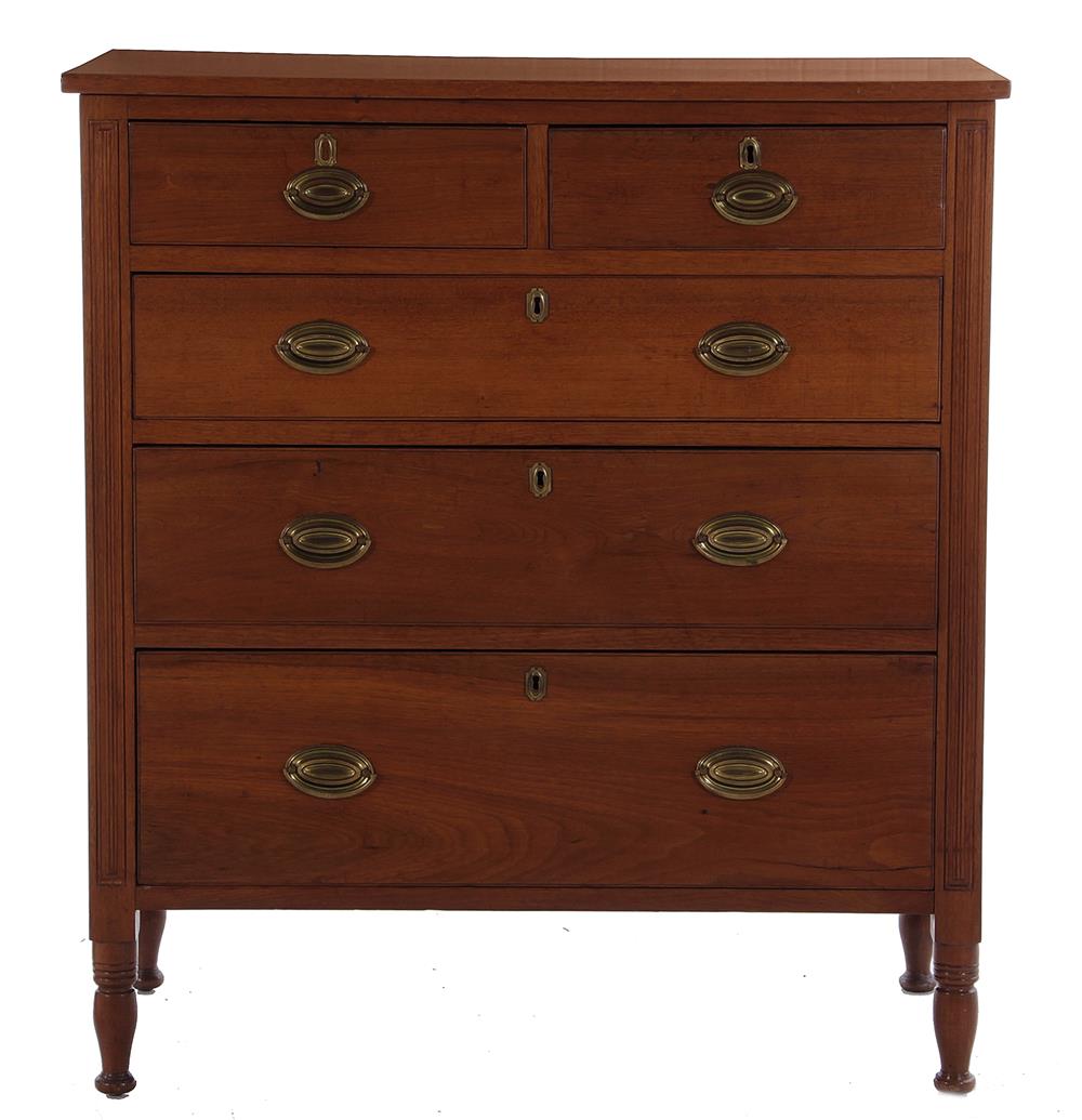 Appraisal: Southern walnut chest of drawers circa in the late Federal