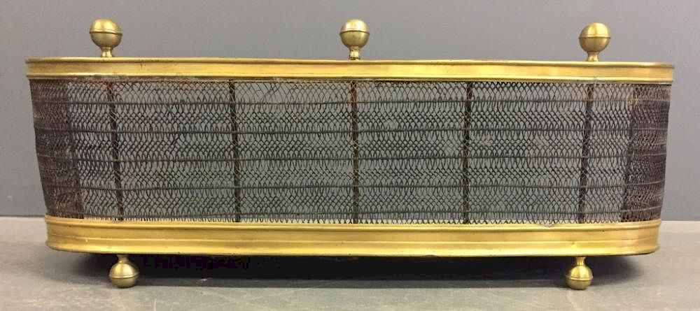 Appraisal: Brass and Wire Fire Screen Brass and wire fire screen