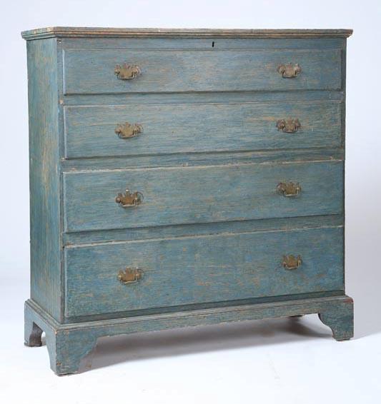 Appraisal: CHIPPENDALE MULE CHEST New England dated pine Of typical form