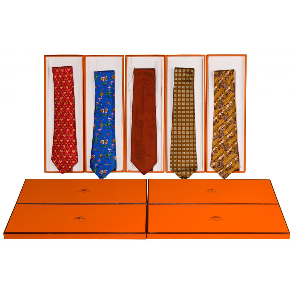 Appraisal: HERMES TIE ASSORTMENT items silk of various patterns having labels