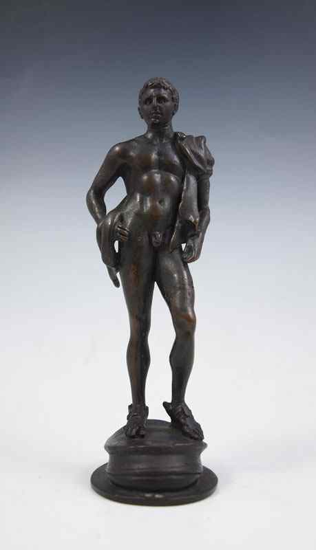 Appraisal: TH C MERCURY BRONZE'' Standing hipshot winged ankles nude ''