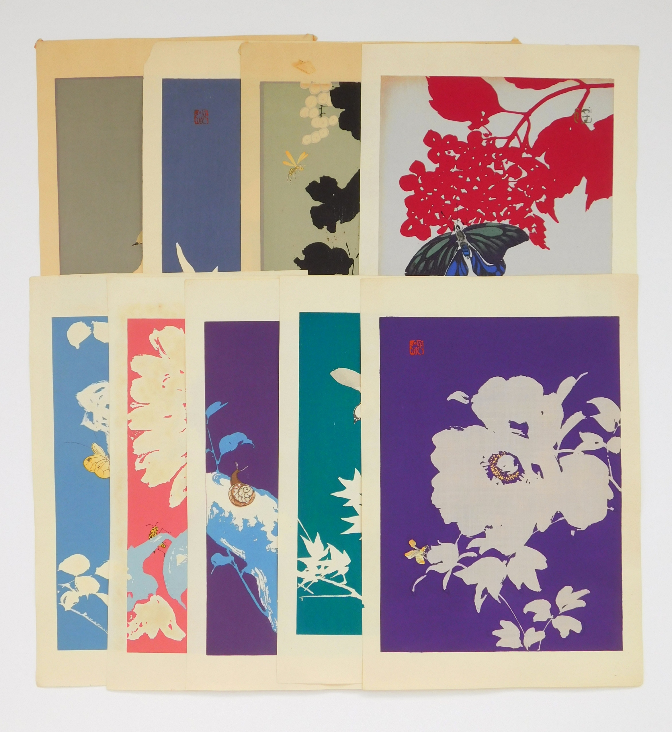 Appraisal: th c Japanese School Floral and Botanical Subjects woodblocks in