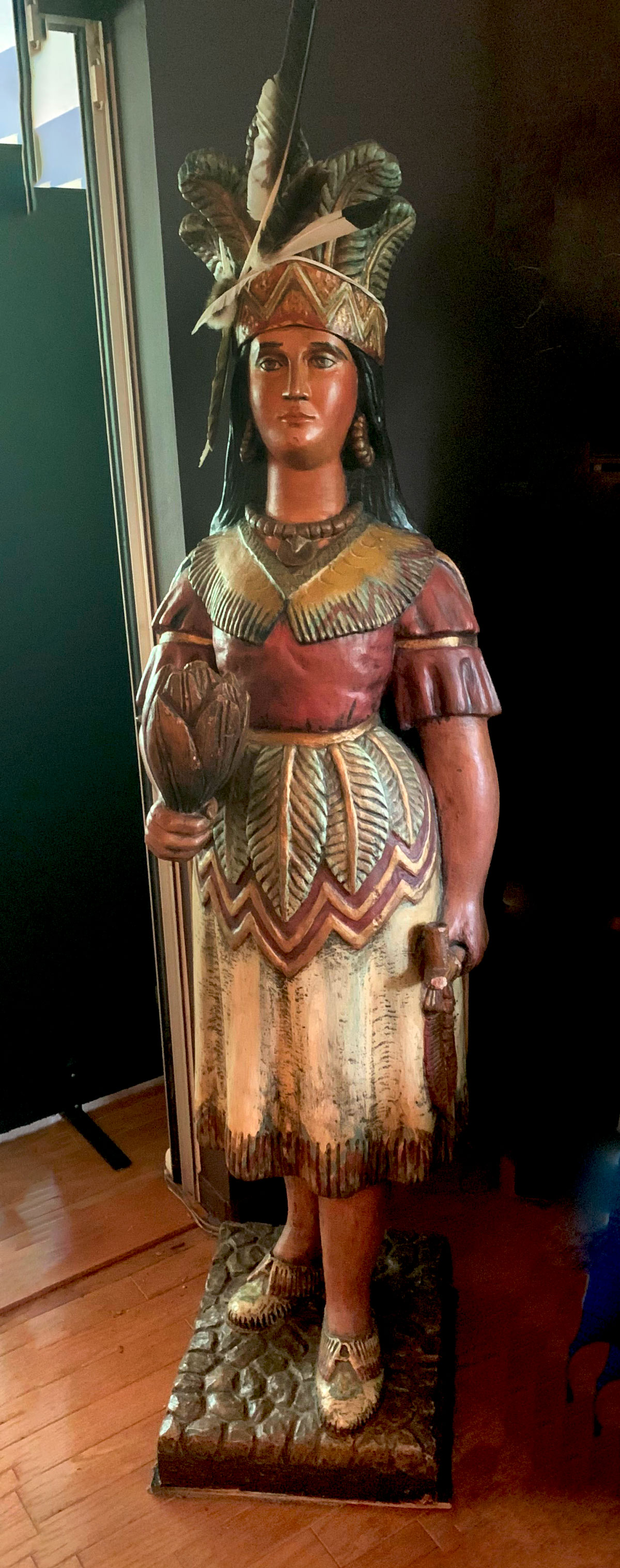 Appraisal: LARGE RESIN CIGAR STORE INDIAN Life-sized resin female Indian cigar