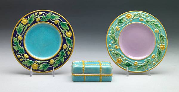 Appraisal: A group of three George Jones majolica articles late th